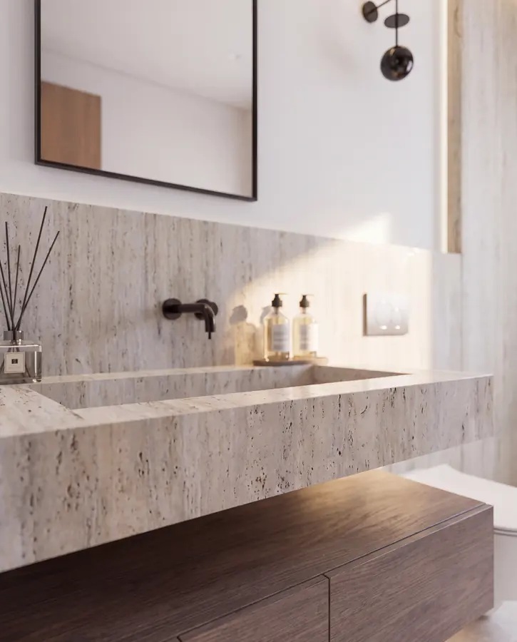 Lavabo in travertino