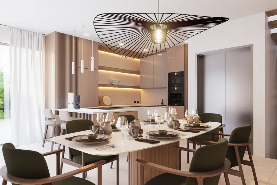 Cucina con penisola, villa