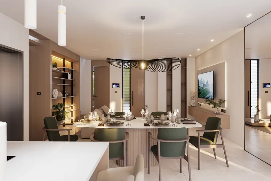 La zona pranzo, villa